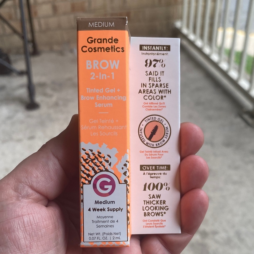 Grande Cosmetics Medium Brow 2-in-1 Tinted Serum 2 BNIB bottles in travel size